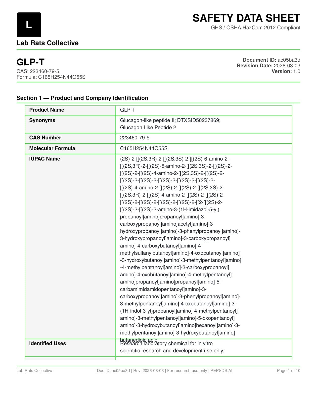 GLP-T 60mg SDS