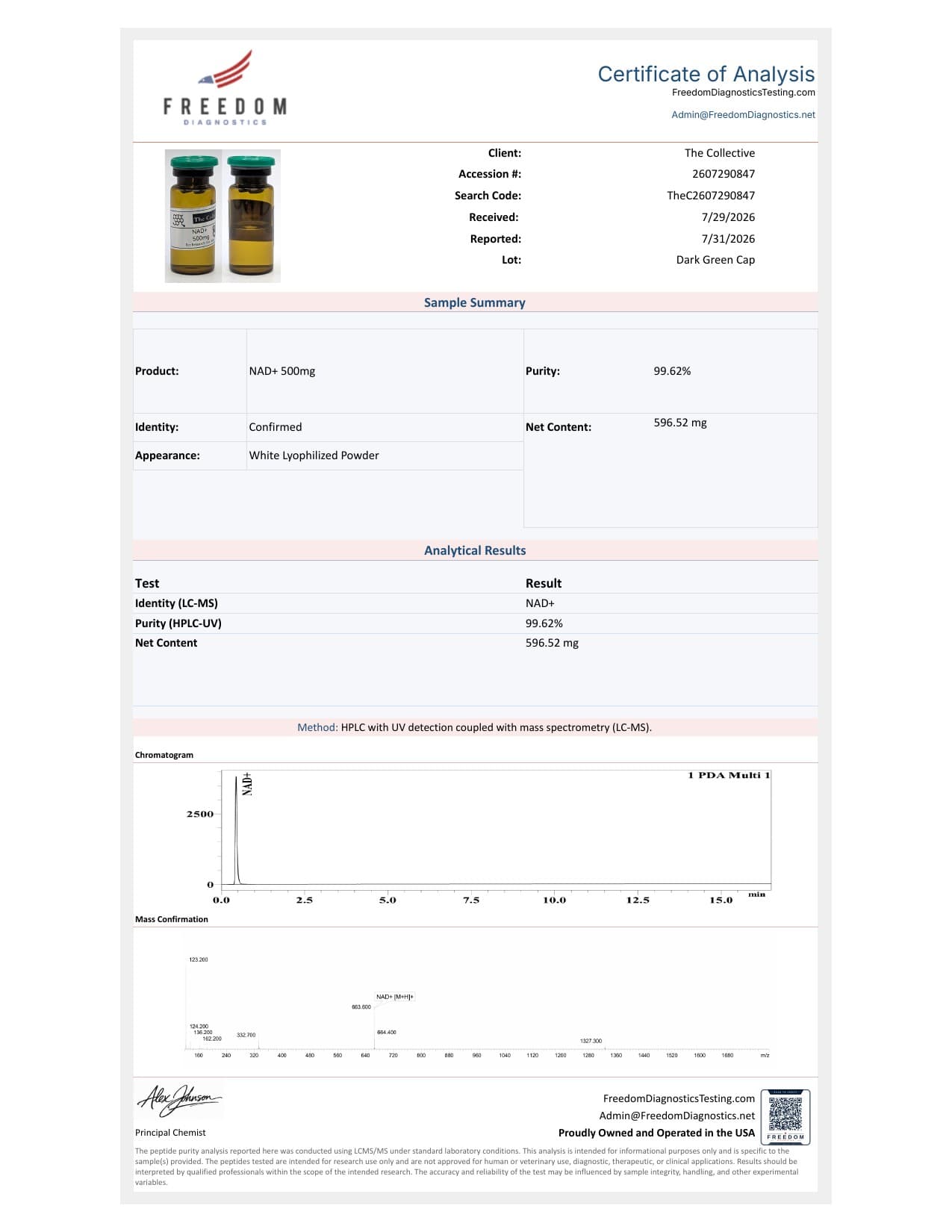 NAD+ 500mg（Buffered) COA