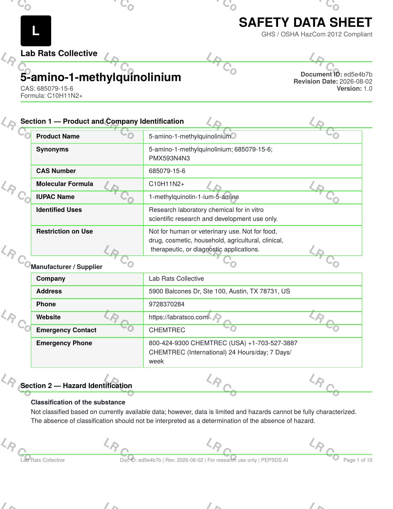 5-Amino-1mq 50mg SDS