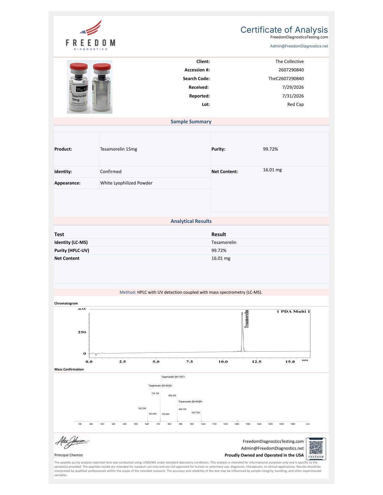 Tesamorelin 15mg COA