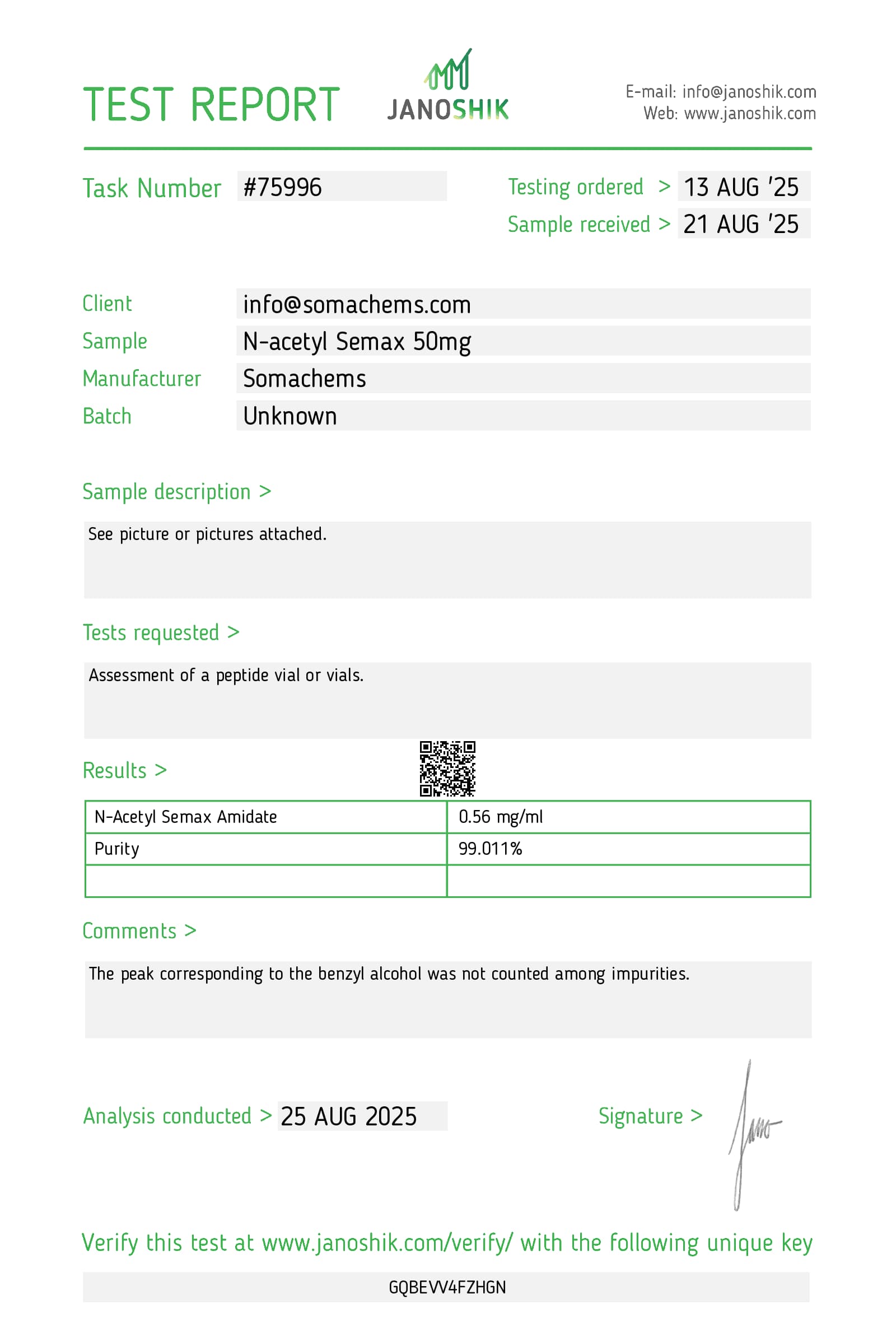 N-Acetyl-Semax Spray COA